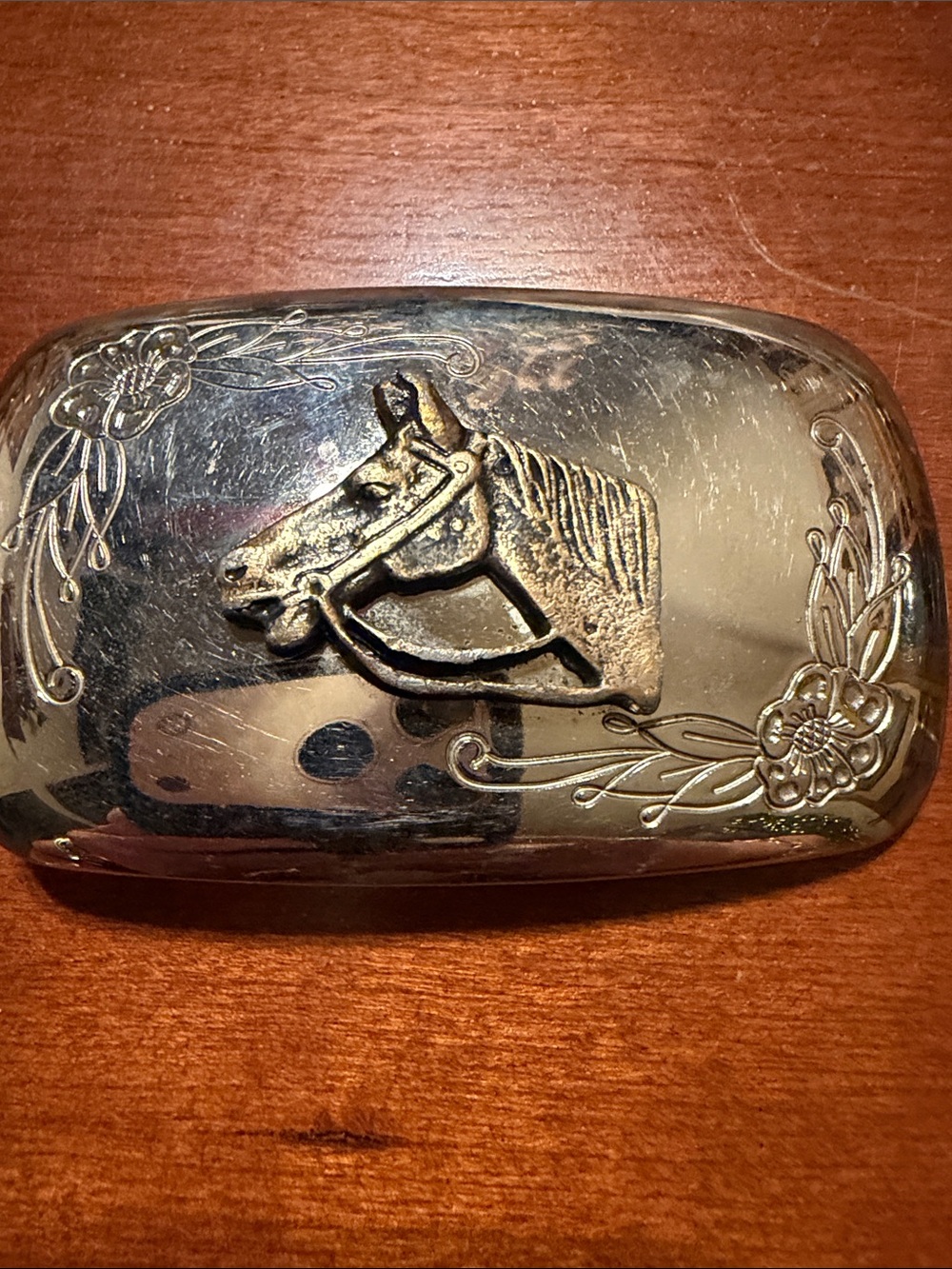 Vintage Silver-Tone Horse  belt buckle